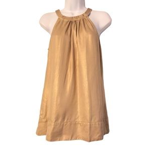 White House Black Market 100% Silk Sleeveless Gold Shimmer Top Women’s Small